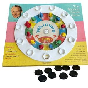Vintage Whirligig Musical Chairs Game 1963 Art Linkletter Milton Bradley Flawed